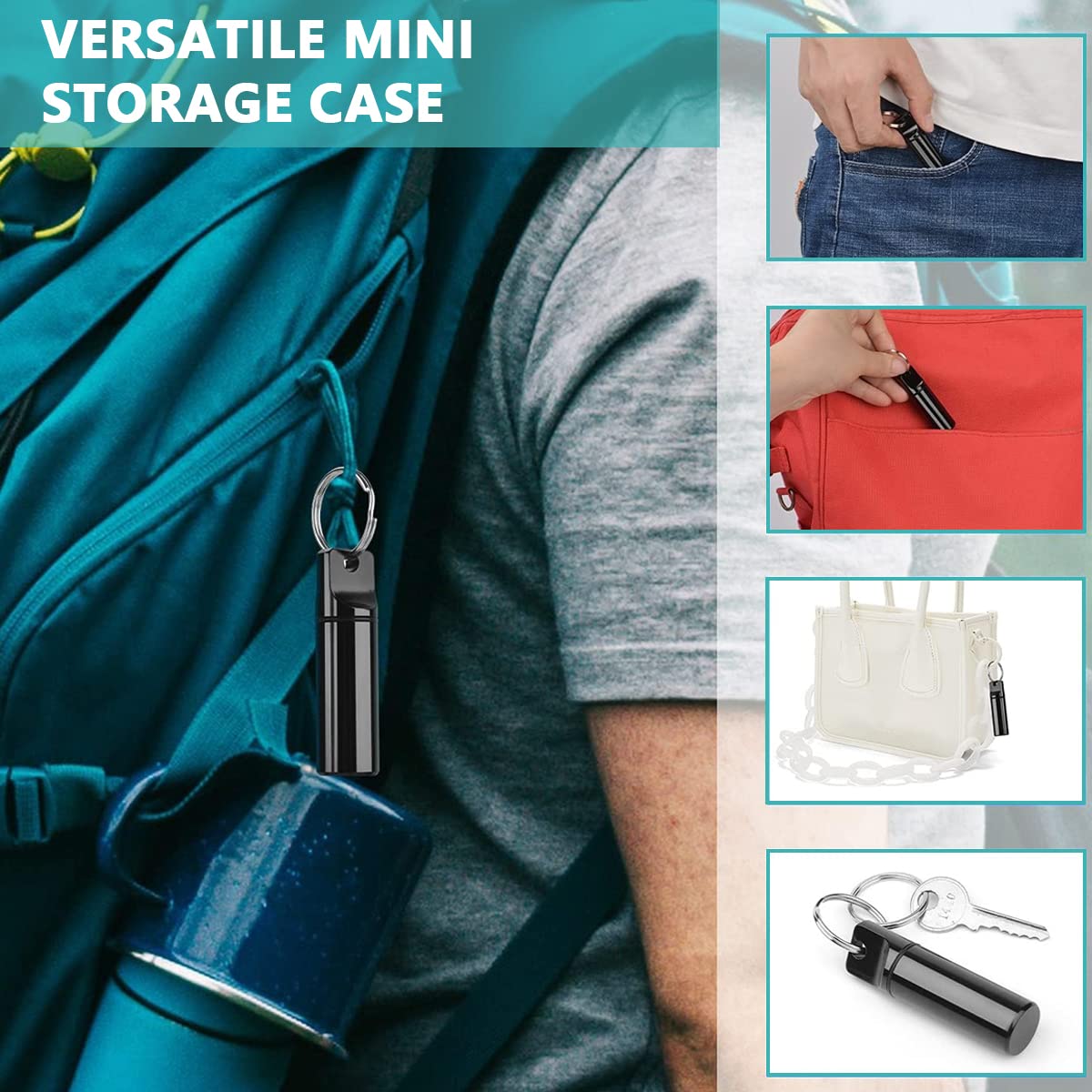HANNEA 3PCS Aluminum Keychain Medication Pill Box, Waterproof Mini Metal Pill Holder Medicine Bottle for Outdoor, Travel, Camping HANNEA 3PCS Aluminum Keychain Medication Pill Box, Waterproof Mini Metal Pill Holder Medicine Bottle for Outdoor, Travel, Camping